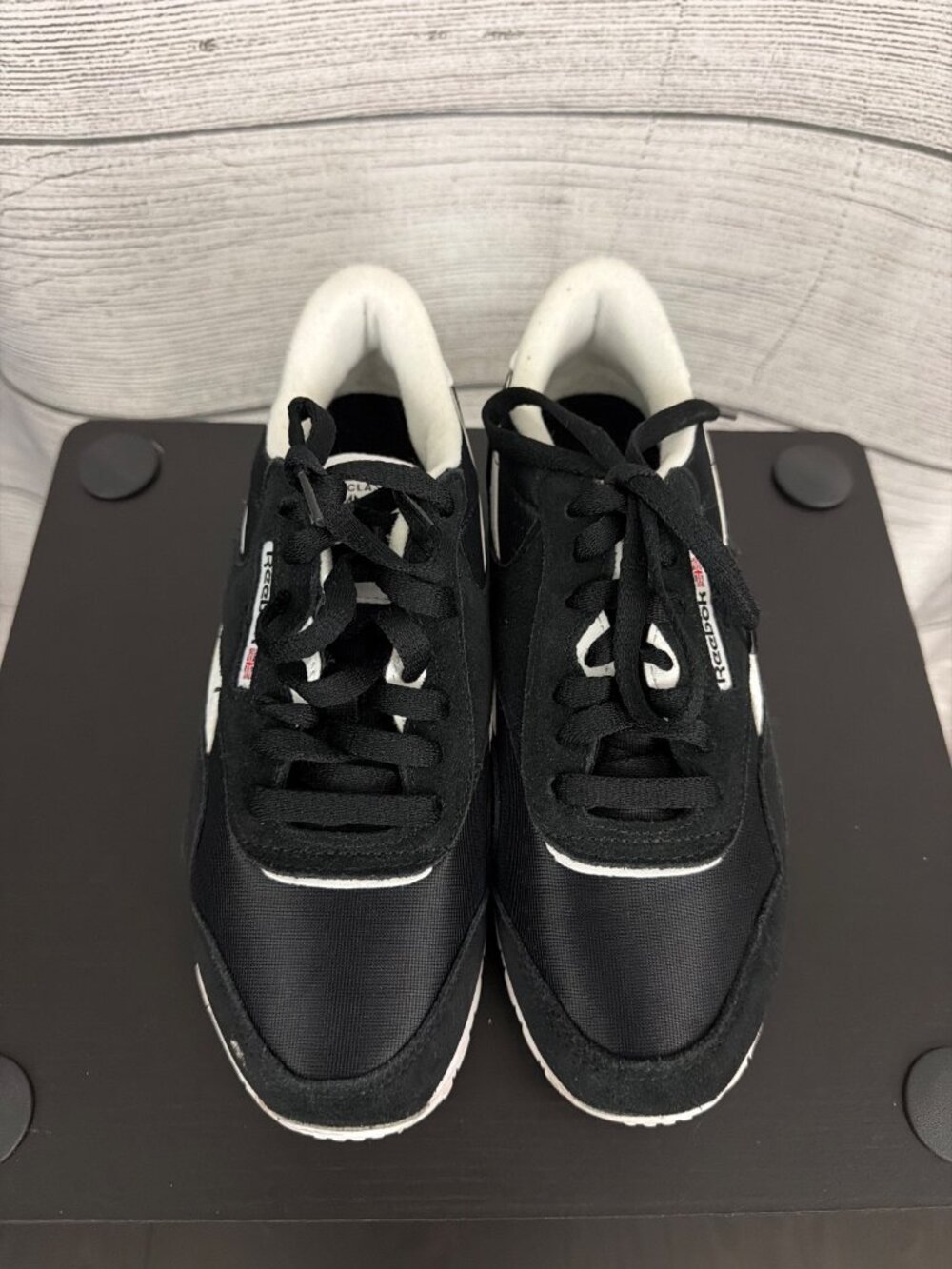 Reebok Classic Nylon Shoes Black & White Size 7.5